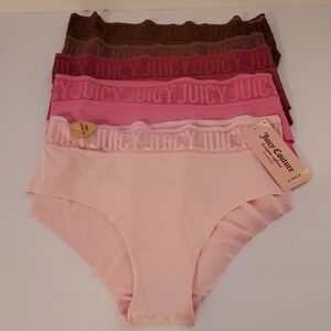 Juicy Couture Women's Panties Set Of Five -NWT, Brown, Pink, Rose SizeXL